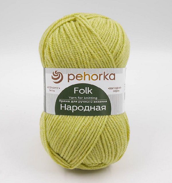 Пряжа Пехорка Народная / уп.5 мот. по 100 г, 220 м, цв.037 липа