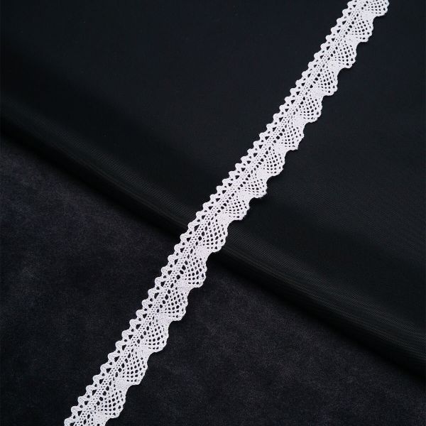 Кружево вязаное (тесьма) 20 мм / 13.72 метра, хлопок, белый, 3AR3376