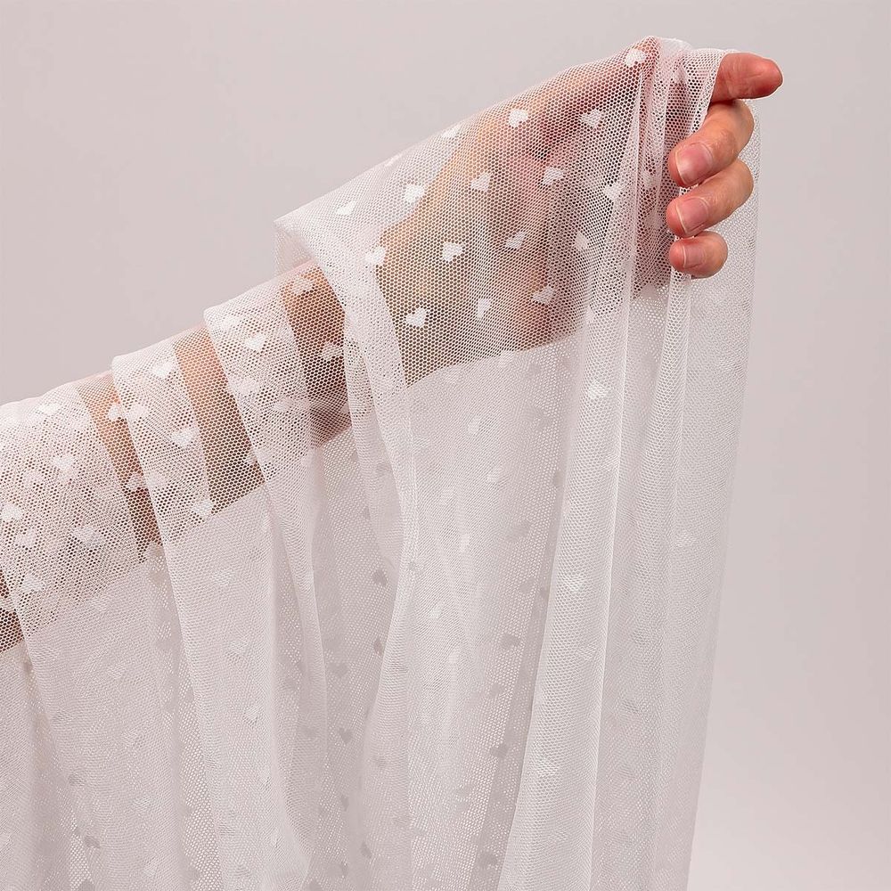 Сетка бельевая эластичная 55 г/м², шир.150 см / 20 метров, Сердечки, цв.01 белый /OLG015.01/20/