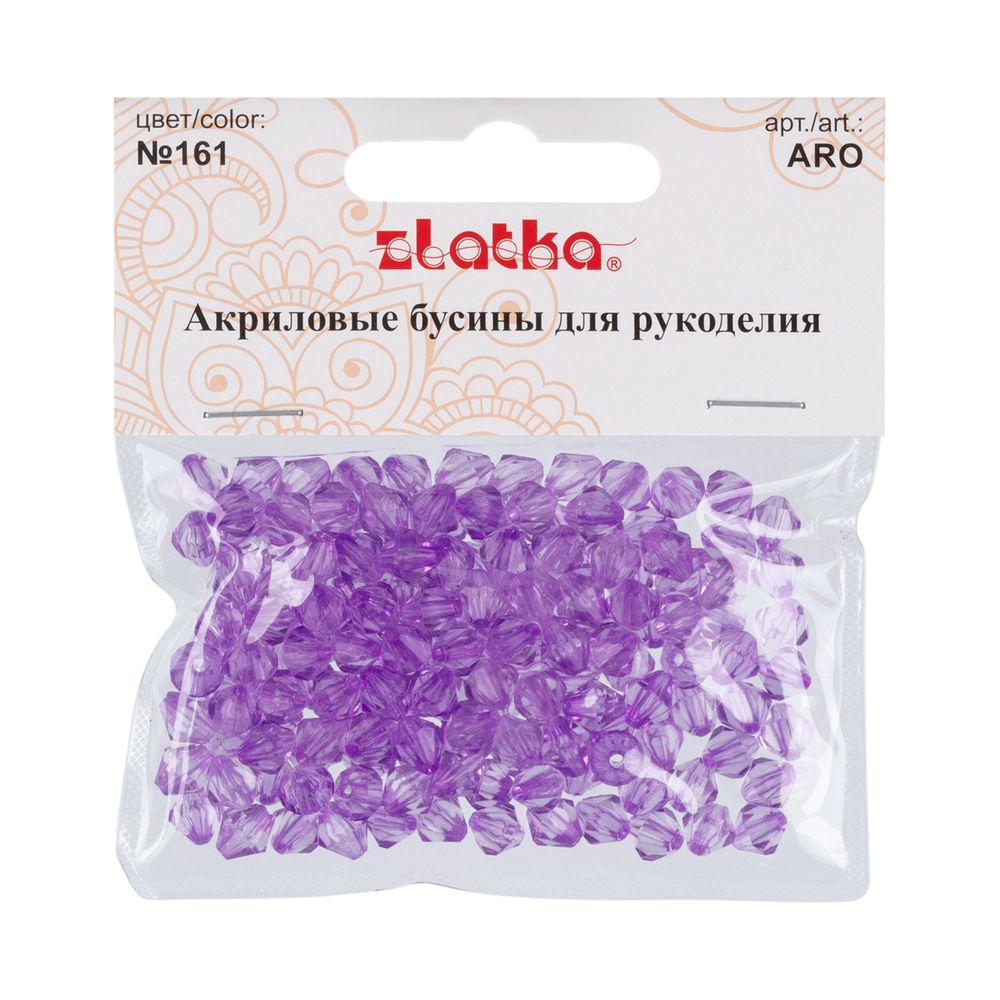 Бусины акрил 7х8 мм, 25 г (155±5 шт), 161 светло-сиреневый, Zlatka ARO