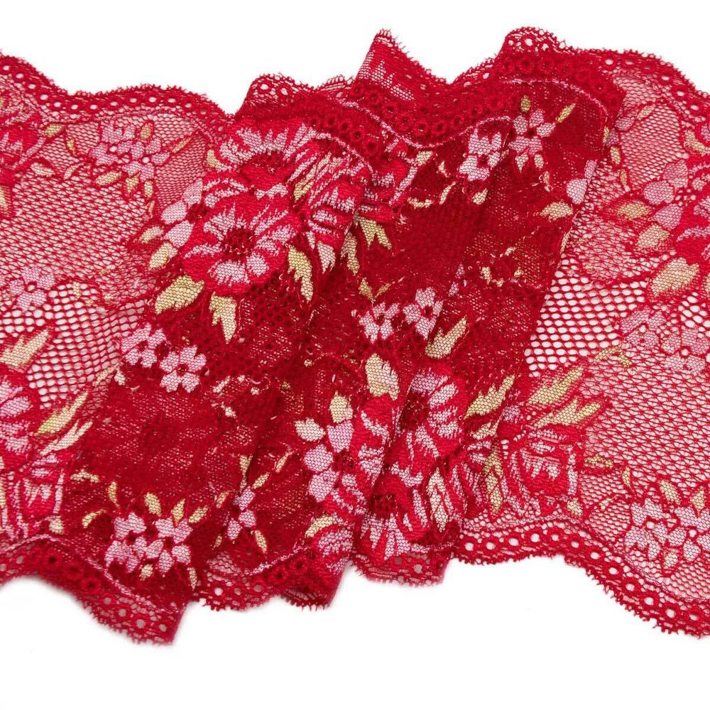 Кружево бельевое эластичное 170 мм / 10 м, красный
