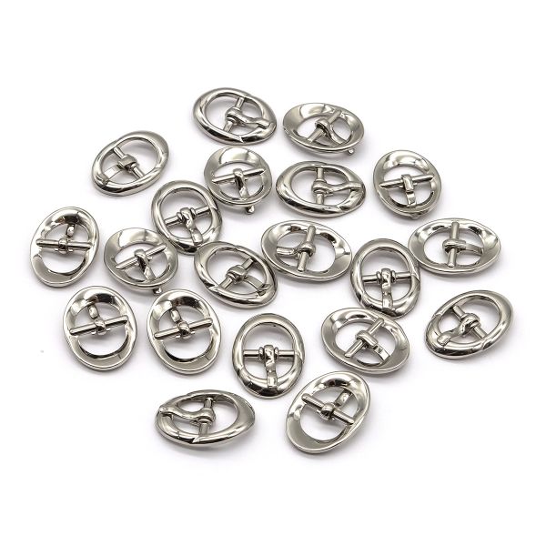 Пряжка ременная металл 11.5 мм (внешн. 17х23 мм), 20 шт, овальная, никель, BIG