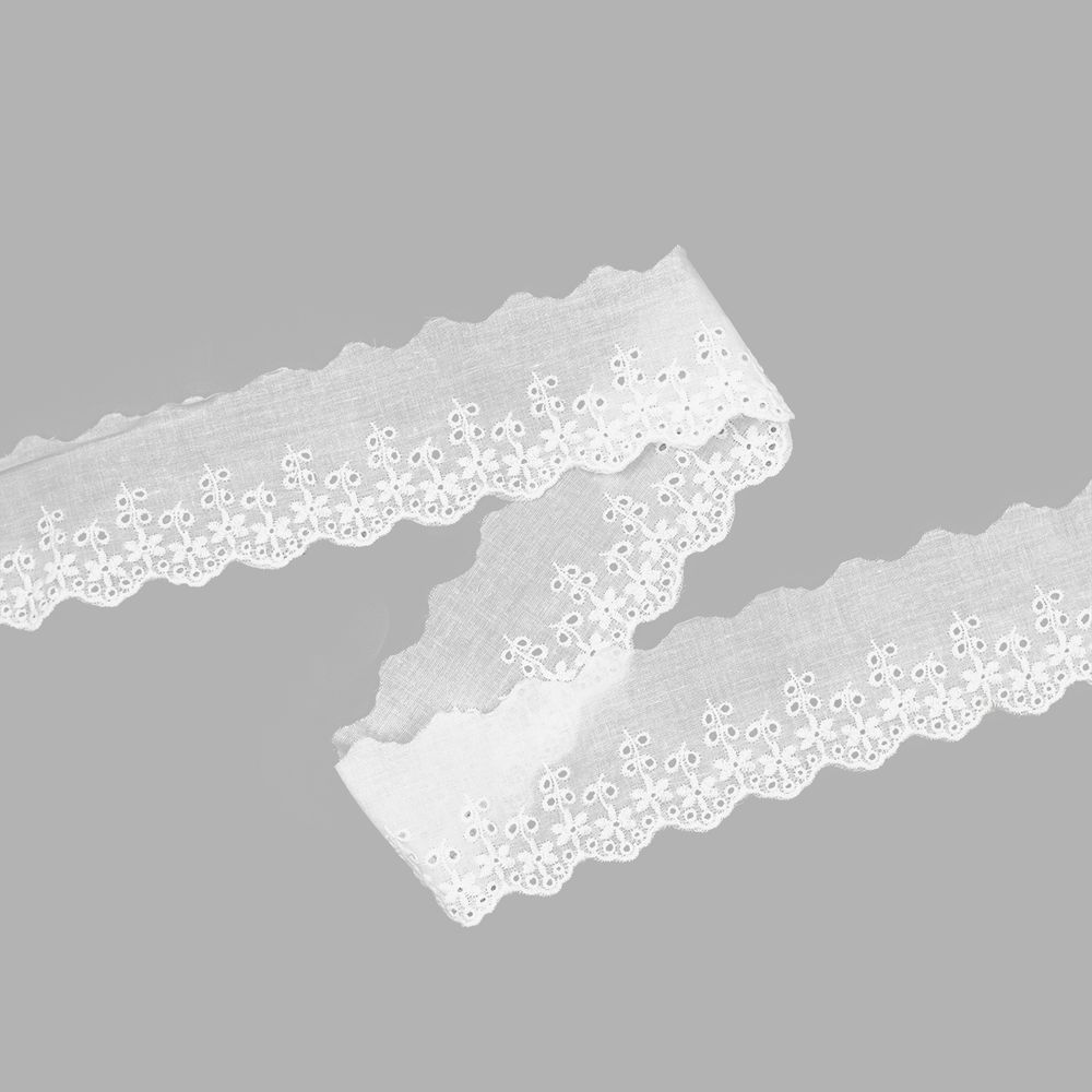Кружево шитьё х/б 58 мм / 3.4 метра, цвет белоснежный