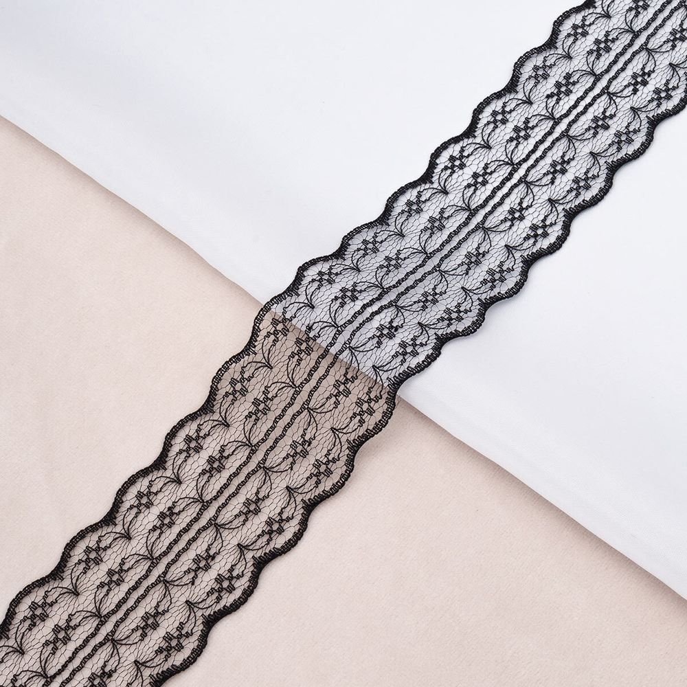 Кружево на сетке 45 мм / 9.14 метра, 34 черный, 3AR3730