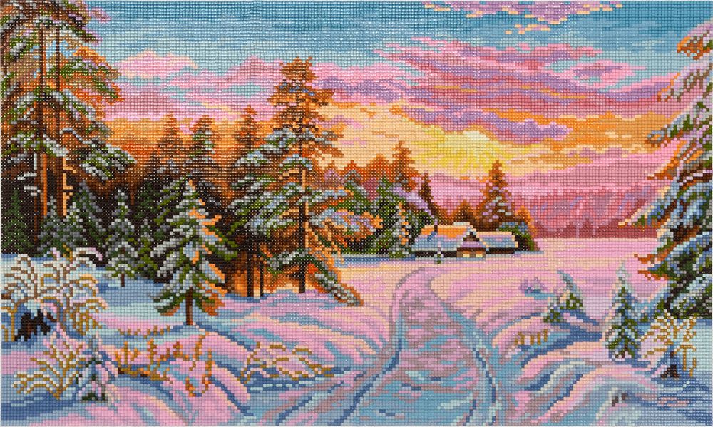 Алмазная (кристальная) мозаика Фрея, Домик на опушке, 50х30 см