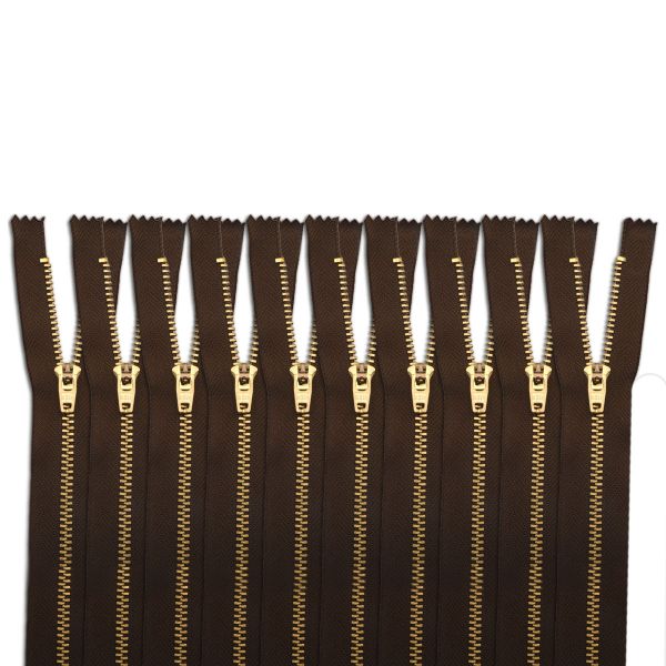 Молния металл джинсовая Т5 (5 мм) 1 зам., н/раз., 16 см, коричневый, 39098/16-3, 10 шт