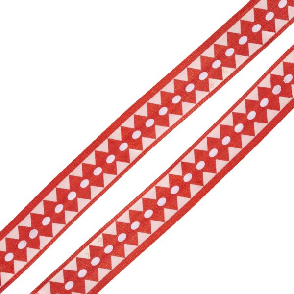 Лента атласная с рисунком Ромбы 15.0 мм / 3 метра, красный, Globus