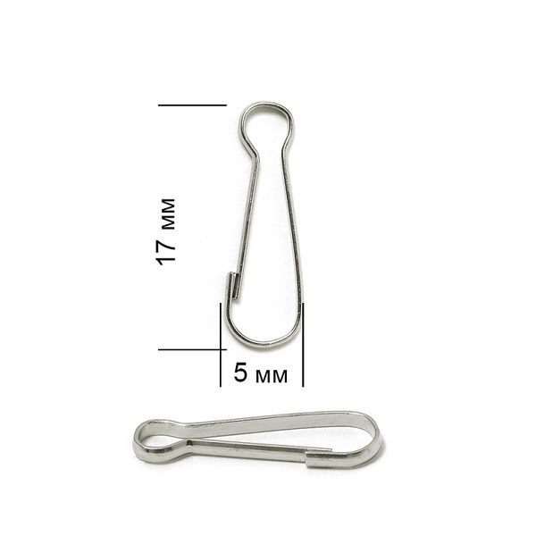 Карабин проволочный сталь 17х5 мм (in 3 мм), уп. 50 шт