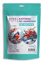 Картина по номерам Фрея PNBM-020, Снежные ягоды, (на магните) 9х9 см