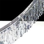 Бахрома отделочная 15.0 мм / 4.5 метра, с пайетками, TBY.11503, цв.серебро