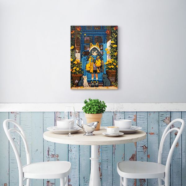 Кристальная (алмазная) мозаика Фрея ALPD-329, на подрамнике, Девочка с котиками, 30х40 см