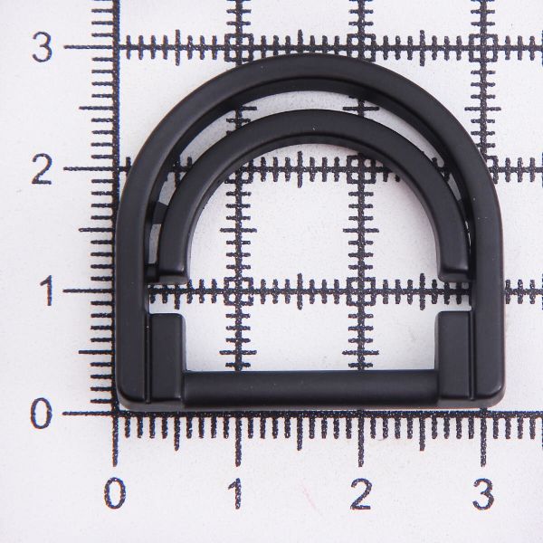 Полукольцо двойное металл внутр. 20 мм (внешн. 32х30 мм), 1 шт, металл, матовый черный, MB-158