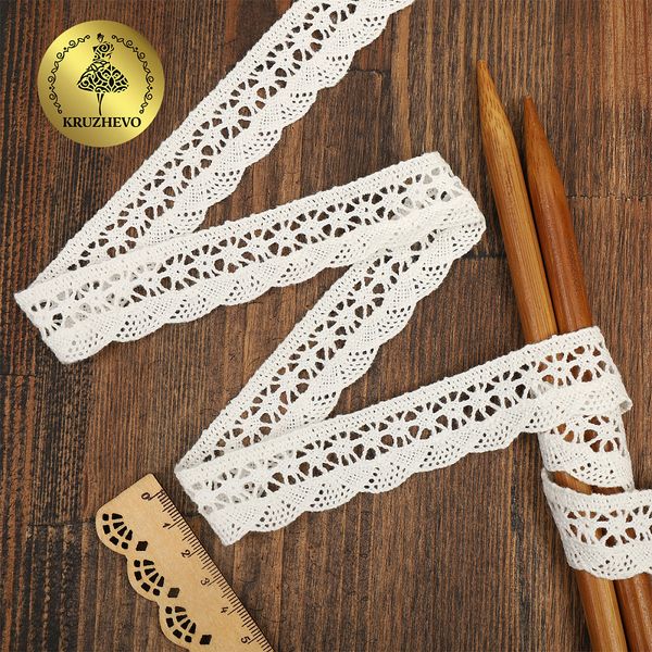 Кружево вязаное (тесьма) хлопковое 27 мм / 10 метров, диз.TR.1005, 04 сумрачно-белый, Kruzhevo