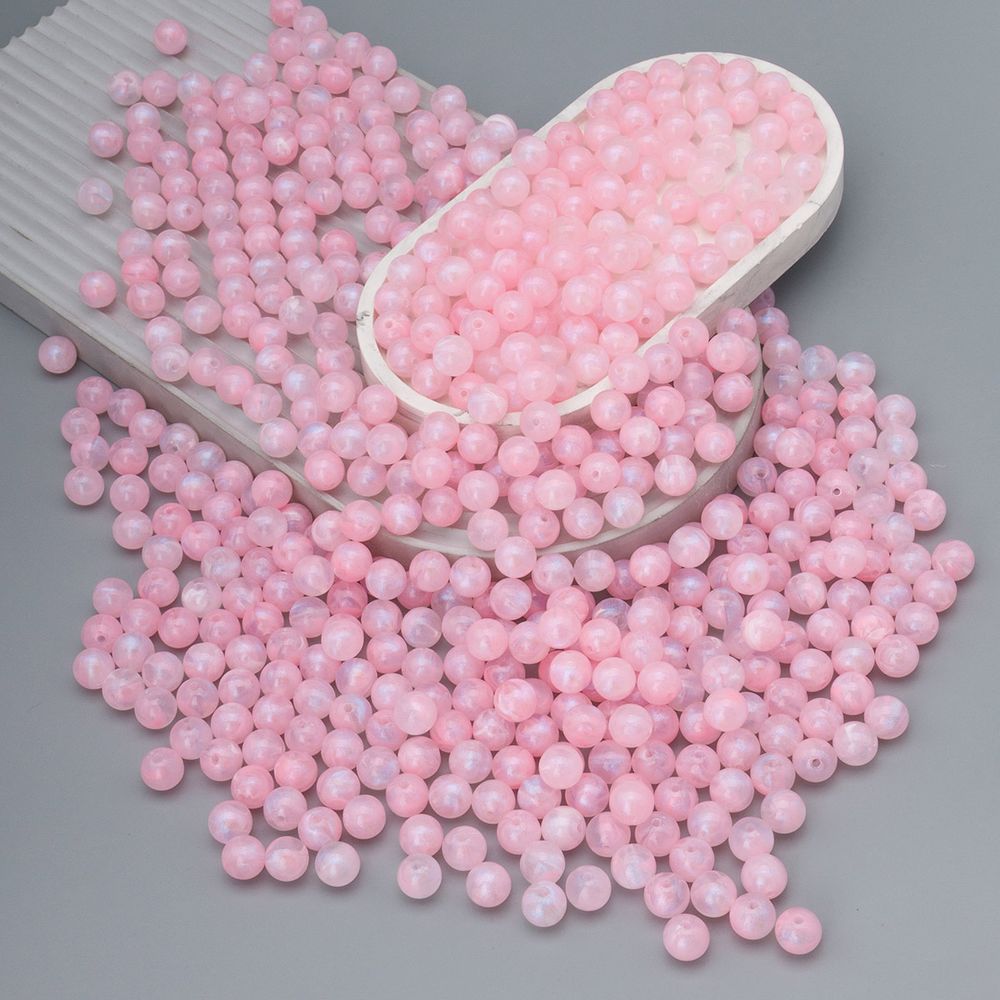 Бусины акрил ⌀12 мм, 500 г, дымка с АВ шиммером, круглые, AD074 розовый, (7748709)2012 , Astra&Craft