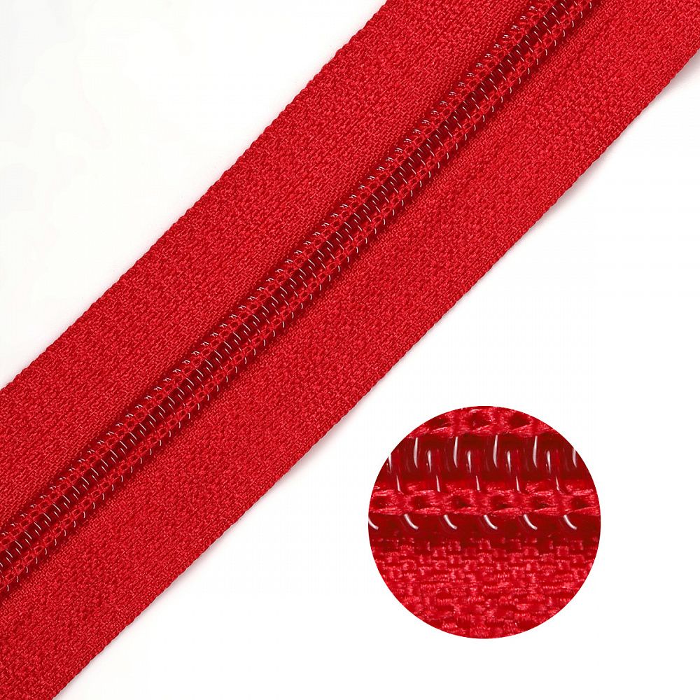 Молния рулонная спираль (витая) Т5 (5 мм) / 200 метров, F148 красный, Mzip