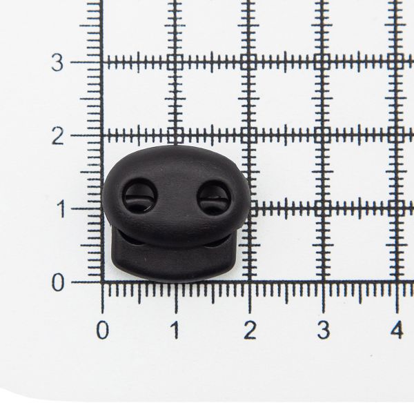Фиксатор (зажим) для шнура пластик 2 отв., ⌀4.5 мм, 20х18 мм, плоский, черный, 200 шт