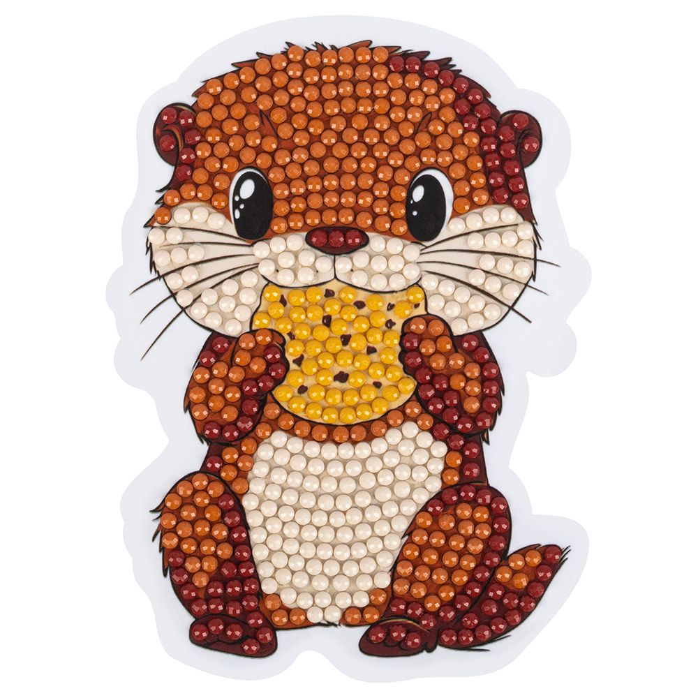 Кристальная (алмазная) мозаика Фрея ALVM-127, магнит, Выдра с печенькой, 8х11 см