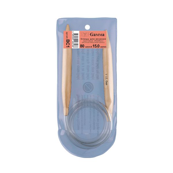 Спицы круговые бамбук ⌀15,0 мм, 80 см, Gamma BC1