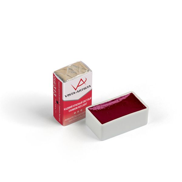 Краска акварель художественная, кювета 2.5 мл, 313 кадмий красный светлый, Vista-Artista VAW