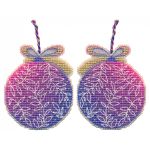 Набор для вышивания нитками Овен, Ёлочная игрушка. Сиреневый шар 7,3х9см