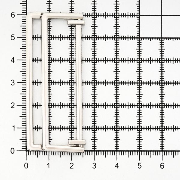 Пряжка прямоугольная 50 мм, металл (Nickel Серебро (никель)), МТ_1872, 6 шт