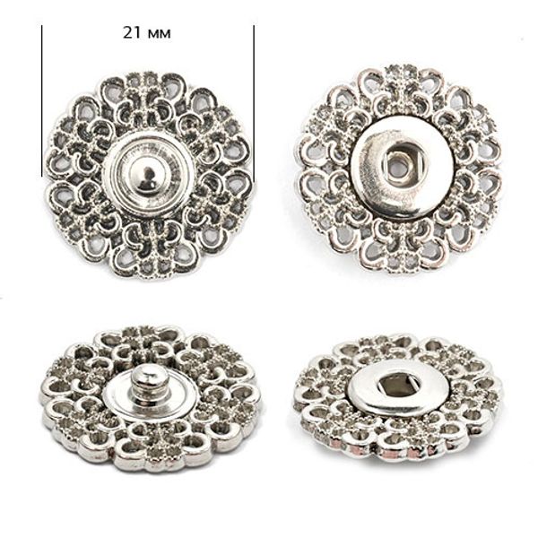 Кнопка пришивная металл ⌀21.0 мм, BJ116, цв.никель уп. 50 шт, TBY