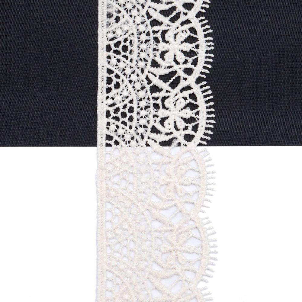 Кружево гипюр (плетёное) 45 мм / 9.14 метров, матовое 571 молочный