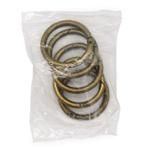 Карабин металл кольцо 38 мм (50х50 мм), латунь, 5 шт