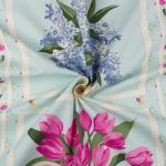 Ткань для пэчворка Peppy Весенний этюд, рулон 112 см / 5 метров, ВЭ-02 Панель голубой, Peppy