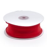 Лента декоративная с волнистым краем 38.0 мм / 18.29±1 метров, 100% органза, (01 красный)