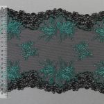 Кружево на сетке широкое 200 мм / 14±0.2 м, Турция, зеленый, Gamma GCKM-200-01