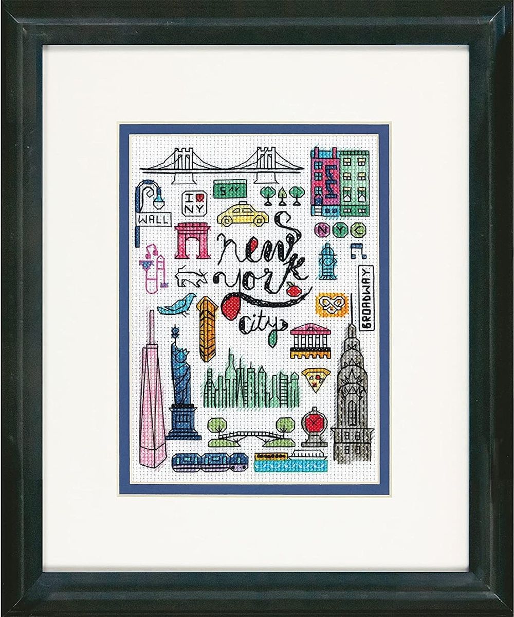 Набор для вышивания нитками Dimensions, Нью-Йорк и Париж 2 шт 13х18 см