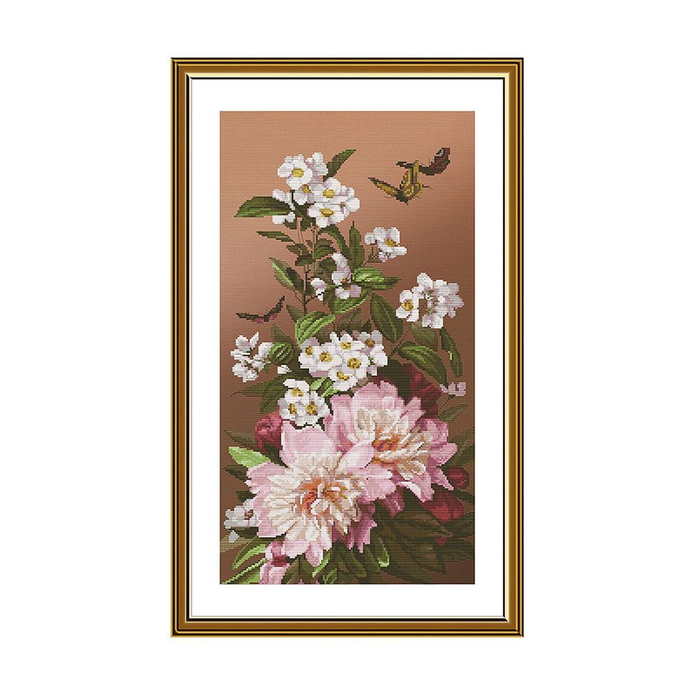 Набор для вышивания нитками Нова Слобода, Пионы и жасмин 27х50 см