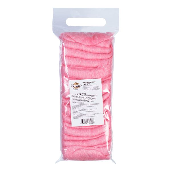 Вата хлопковая зигзаг 100±10 г, №05 розовый, Warmtex VHZ-100