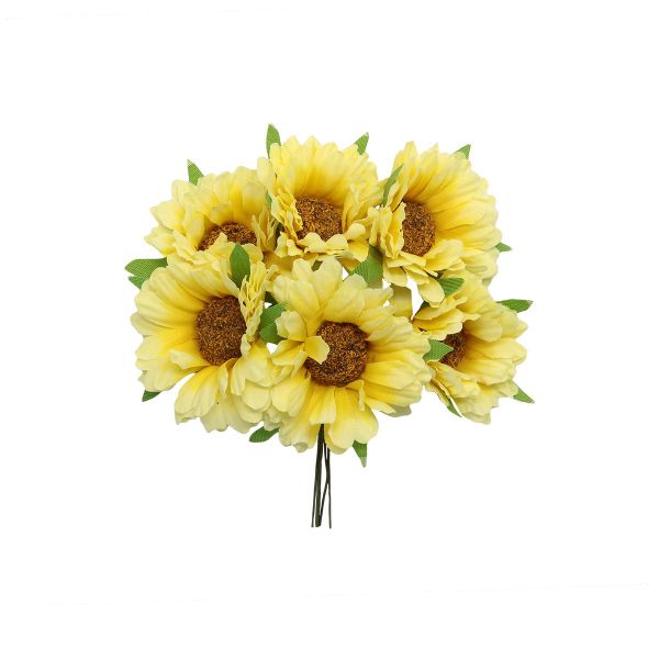 Цветы искусственные декоративные 6см, 6 шт в упак, желтый
