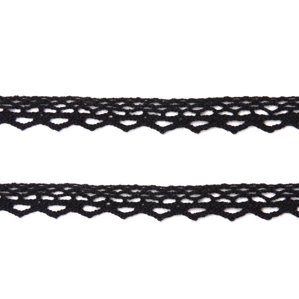 Кружево вязаное (тесьма) хлопковое 10 мм / 9.14 метров, черный