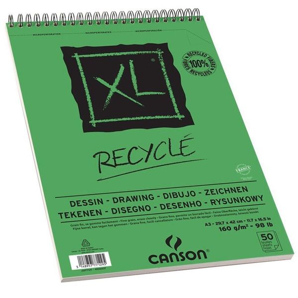 Альбом для графики XL Recycle 160 г/м², A3 27.9х42 см, на спирали 50 л, Canson С200777129