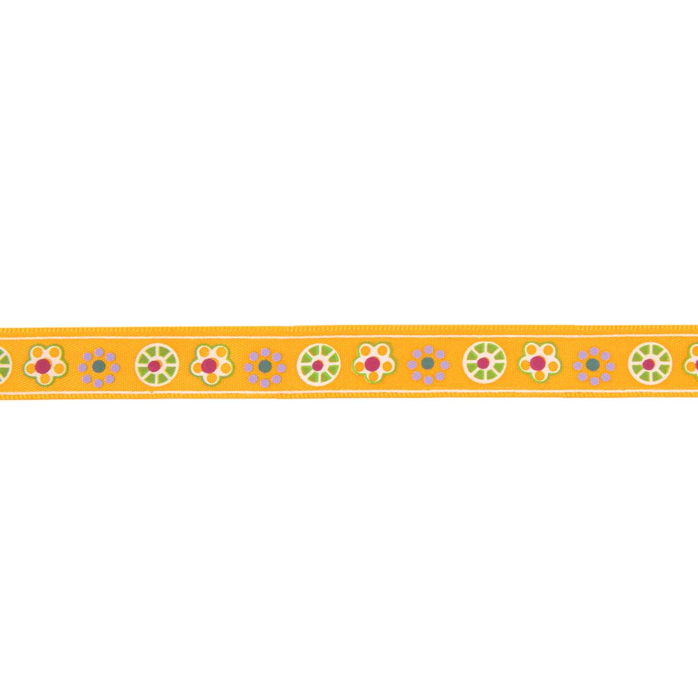 Лента атласная с рисунком 12.0 мм / 22.8 метров, F1/021 цветы/оранжевый, Gamma ALP-125