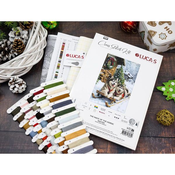 Набор для вышивания нитками Luca-S B722, Волшебство Северной зимы 32х48см
