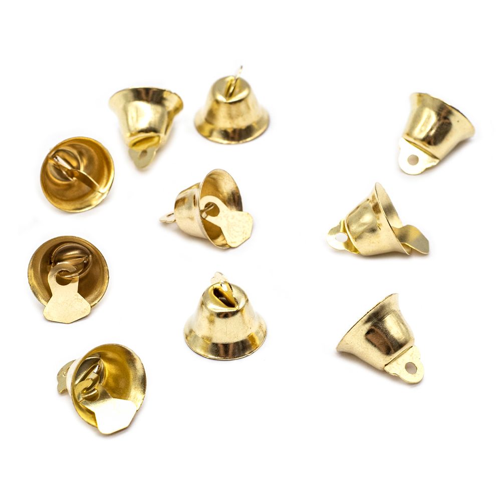 Колокольчики 14 мм, 10 шт, металл, золото, Астра