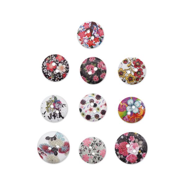Украшения декоративные пуговицы деревянные Цветы №8, 15-18 мм, 100 шт