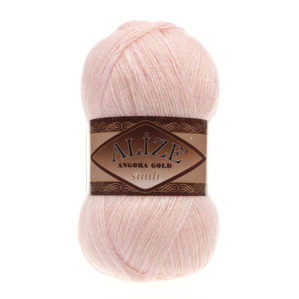 Пряжа Alize (Ализе) Angora Gold Simli / уп.5 мот. по 100 г, 500м, 271 жемчужно-розовый A