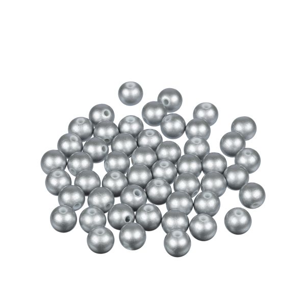 Бусины пластик ⌀10 мм, 50±2 шт, №24 серебро, Zlatka PB-3