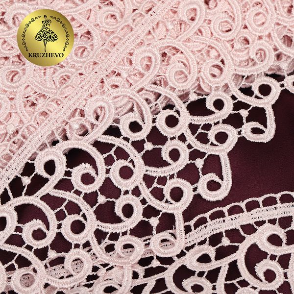 Кружево гипюр (плетёное) 80 мм, диз. 141, цв.09 розовая пудра, уп. 9 м, Kruzhevo