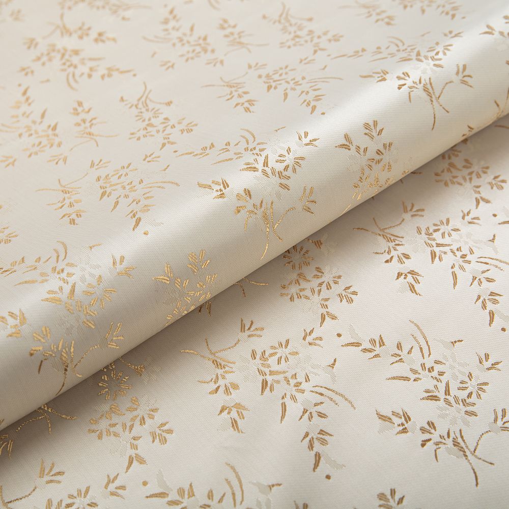 Ткань подкладочная (таффета) с рисунком 96 г/м², 100х145 см, 067 кремово-золотой (цветы), Gamma JTR