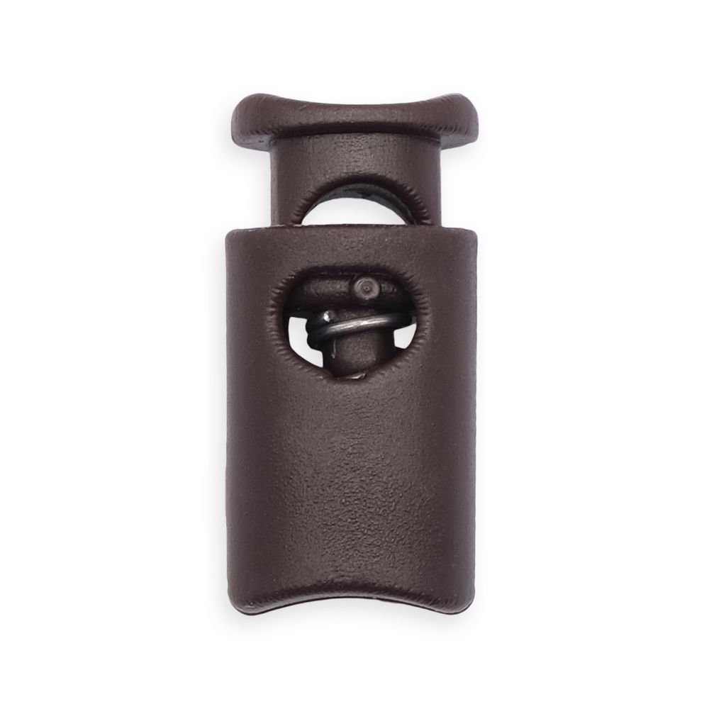 Фиксатор (зажим) для шнура пластик 1 отв., ⌀4.5 мм, 19х9 мм, цилиндр, ПП, коричневый, 100 шт