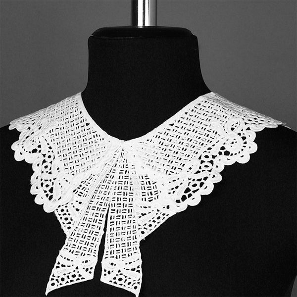 Пришивной кружевной воротник матовая нить 37смх34см, цв.белый, 5 компл, Kruzhevo