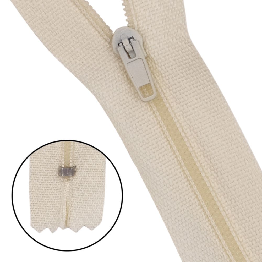 Молния спираль (витая) Т3 (3 мм) 1 зам., н/раз., 40 см, п/автомат, 122 молочный, 10 шт