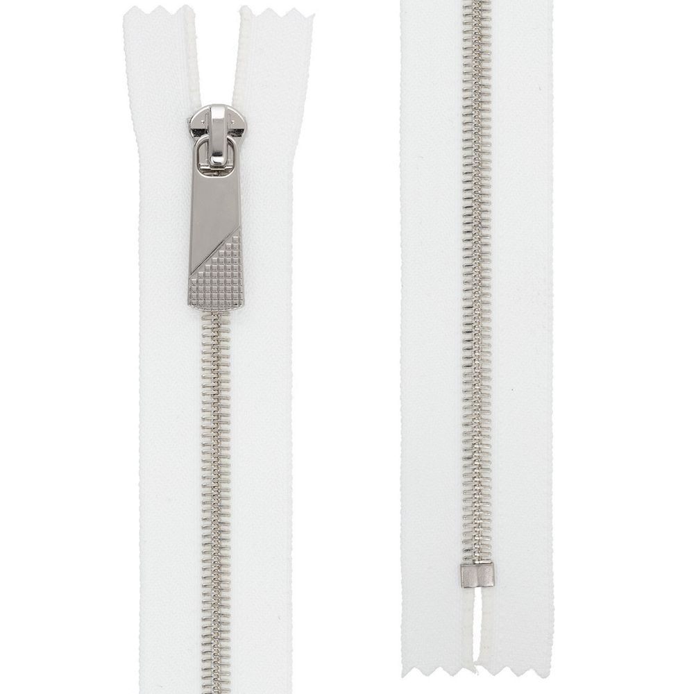 Молния металл Т5 (5 мм) 1 зам., н/раз., 20 см, декор, серебро, белый, KAP-5 Gamma, 5 шт