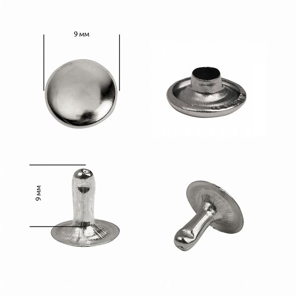 Хольнитены односторонние сталь 9х9 мм, №33, TBY.5109 цв. никель уп. 1000 шт, TBY